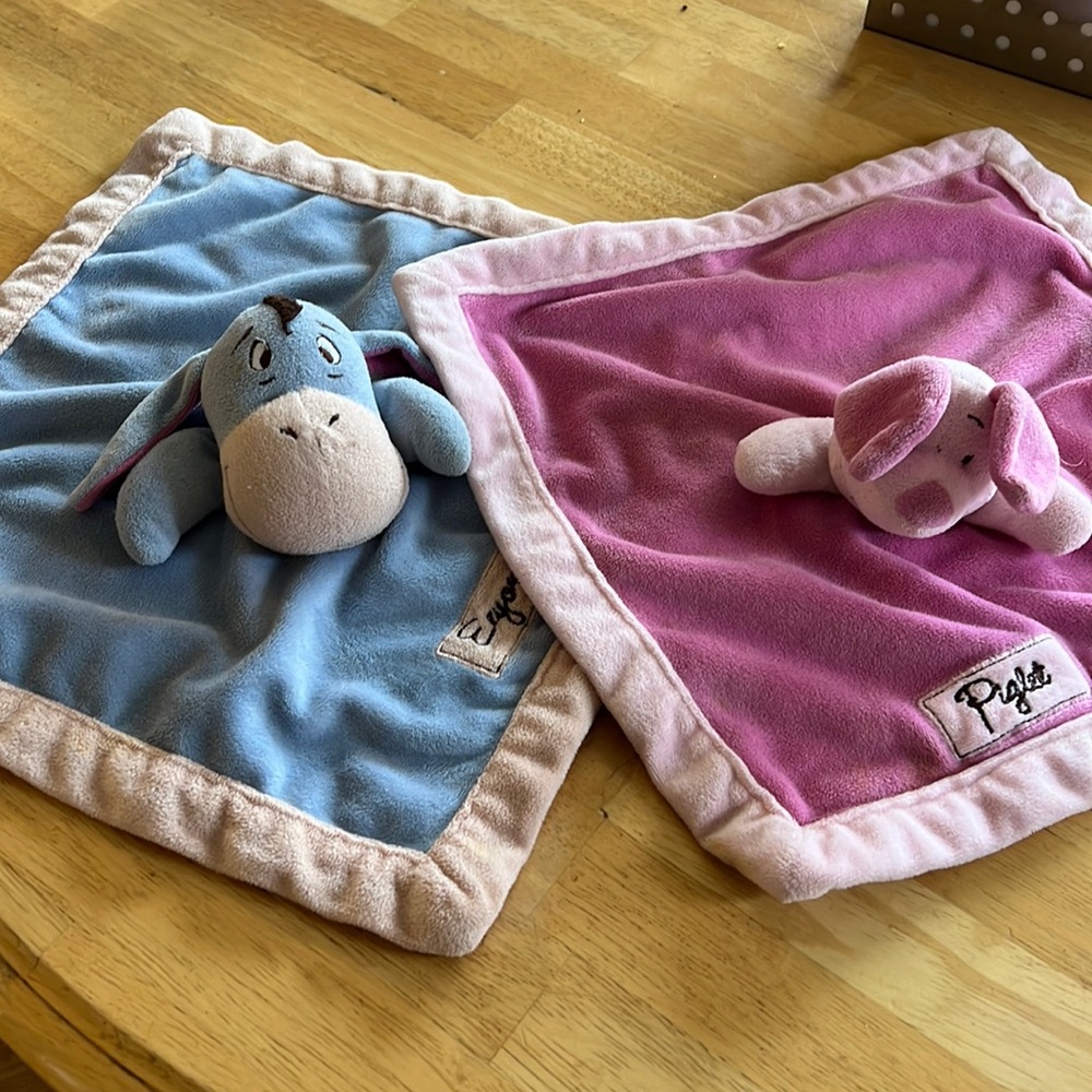 Eeyore and Piglet stuffed animal mini blankets